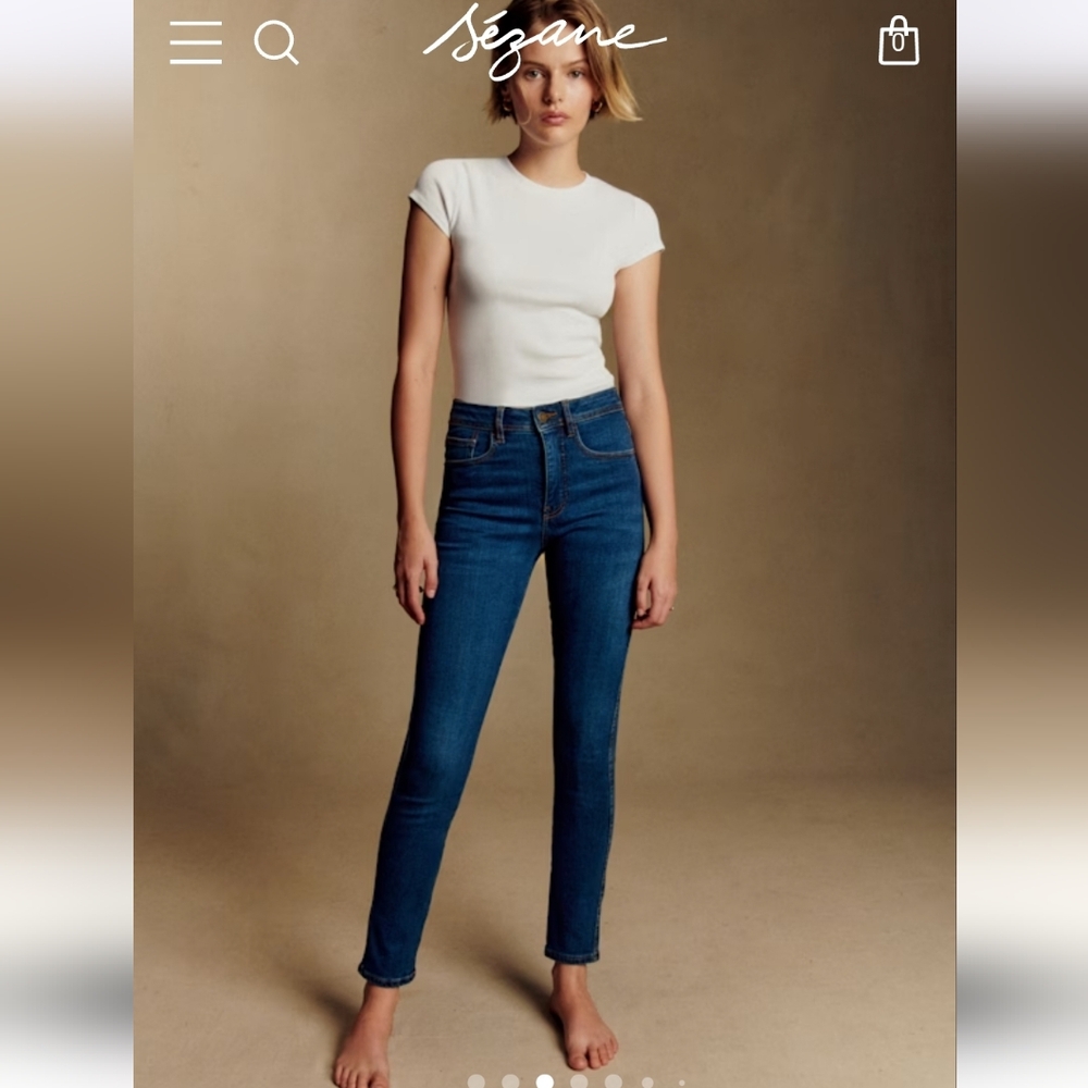 Sézane Slim Parfait Indigo Dark Blue Jeans